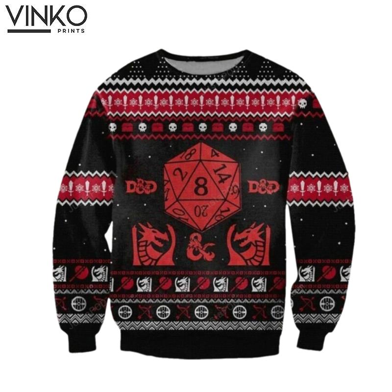 D20 Dunge0ns _ Dragons Ugly Knitted Christmas Xmas Ugly Christmas Sweater