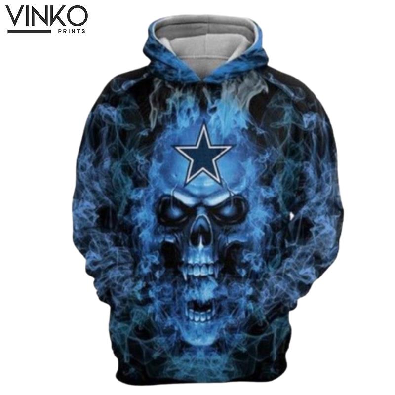 Dallas Cowboys Blue Smoking Skull 1 Hoodie