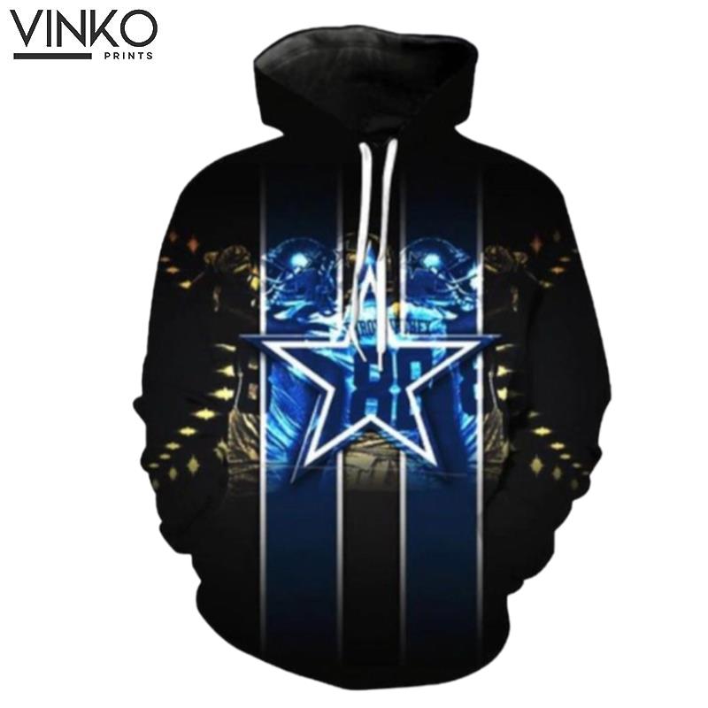 Dallas Cowboys Blue Strip And Pered Custom Dallas Cowboys Graphic Hoodie