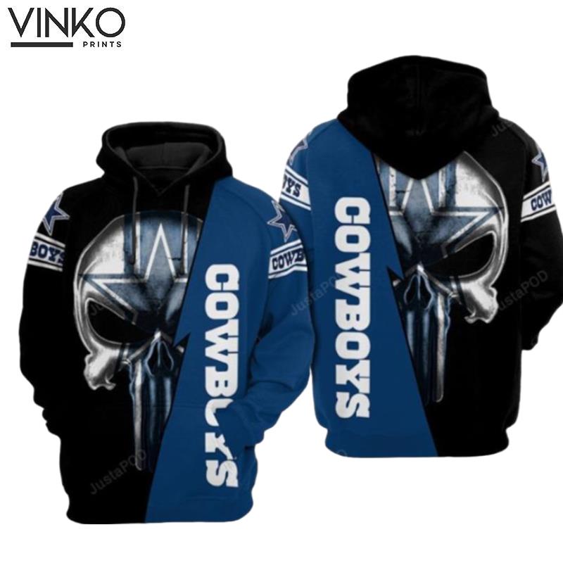 Dallas Cowboys Nfl Football Punisher Skull Blue Black Dallas Cowboys Hoodie