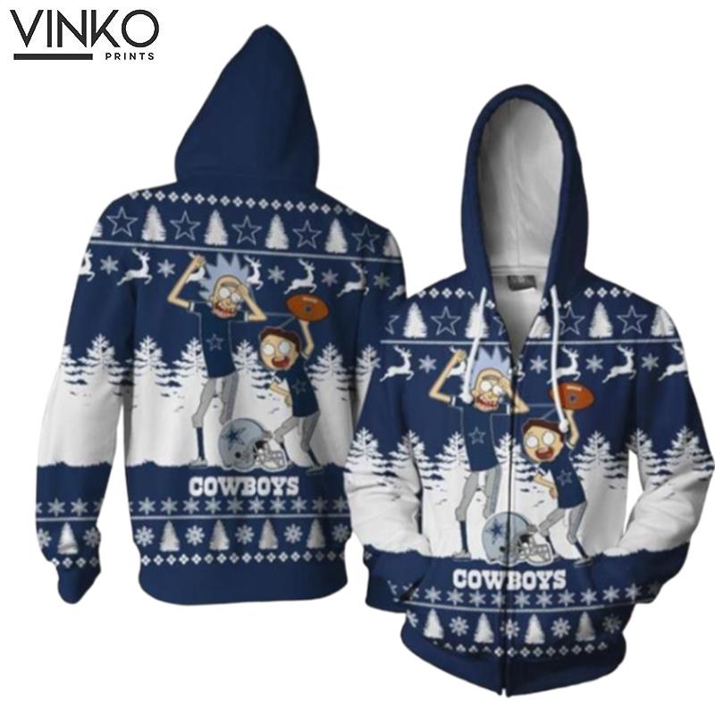 Dallas Cowboys Rick And Morty Dance Ugly Christmas Hoodie