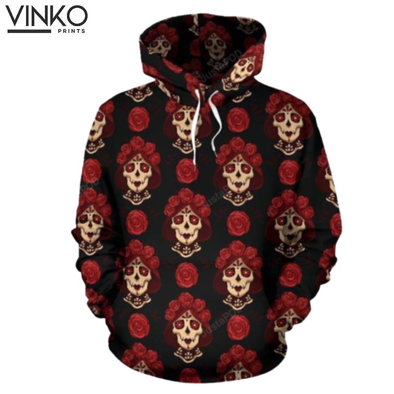 Day Of The Dead Skull Girl Pattern Hoodie