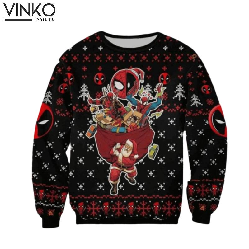 Deadpool Deadpool With Spider Man Marvel Ugly Christmas Sweater