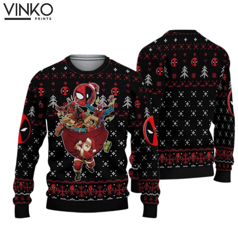 Deadpool Spider Man 3D Deadpool Spider Man Movie Xmas Ugly Christmas Sweater