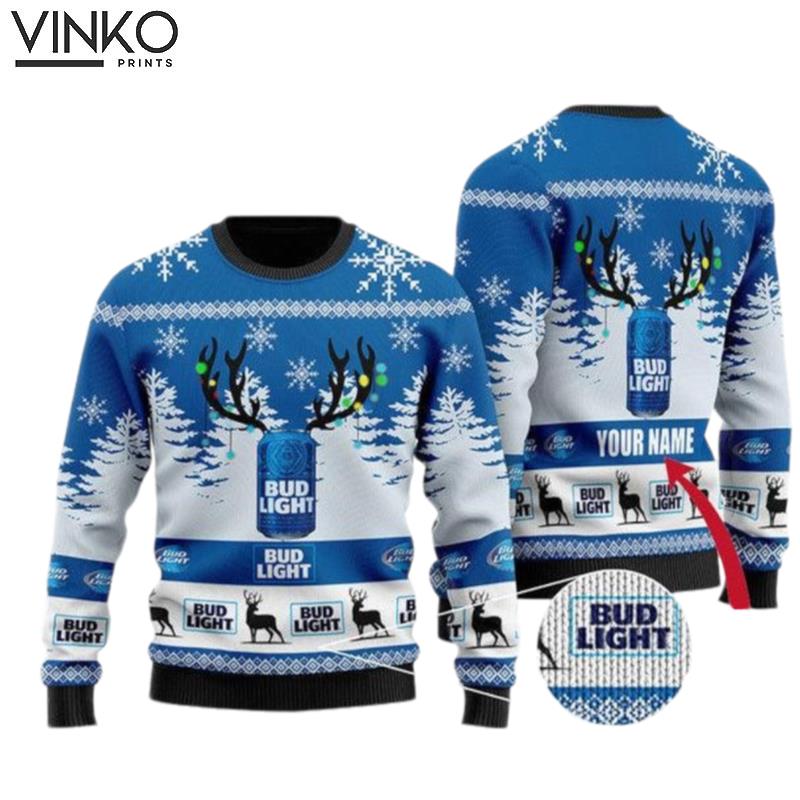 Deer Bud Light Custom Ugly Christmas Sweater