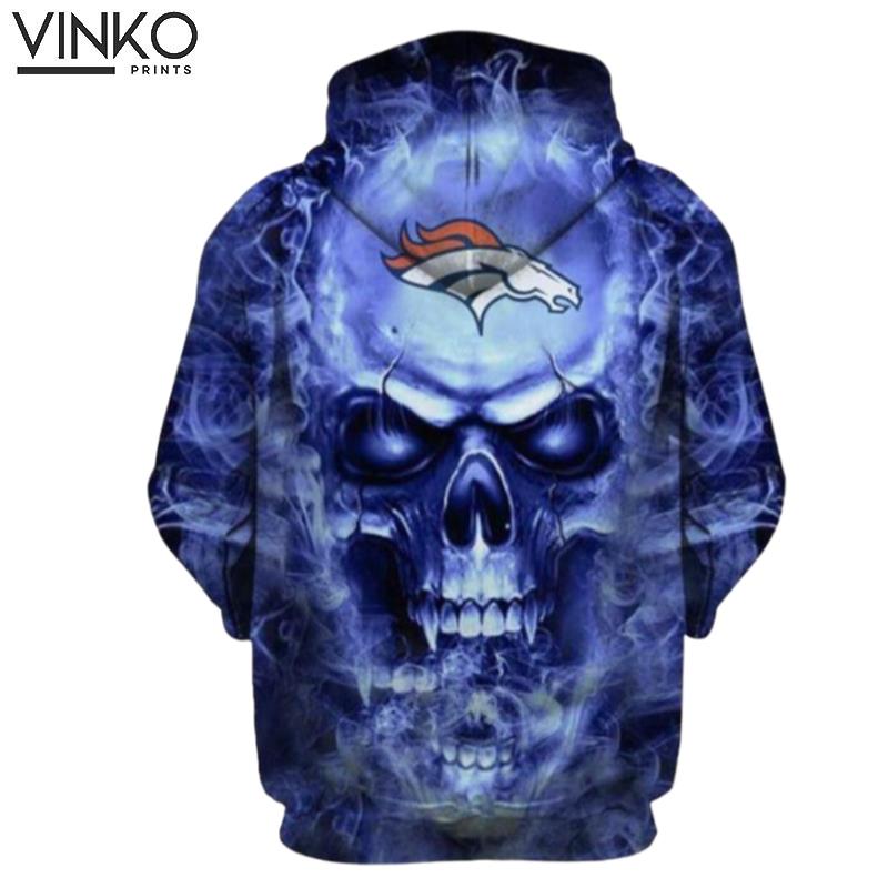 Denver Broncos Nfl Football Skull 21038 Hoodie