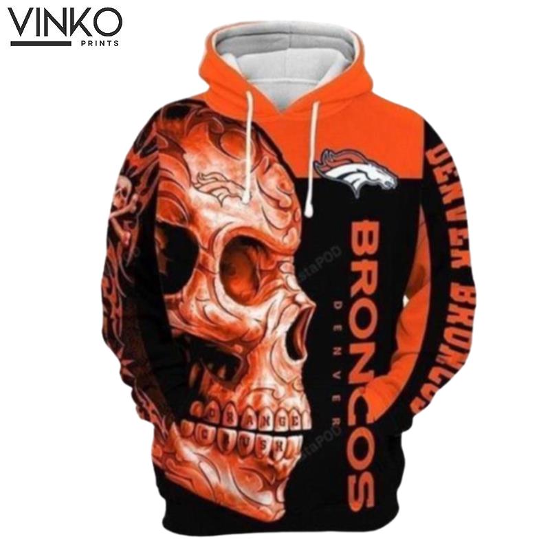 Denver Broncos Nfl Skull Hoodie