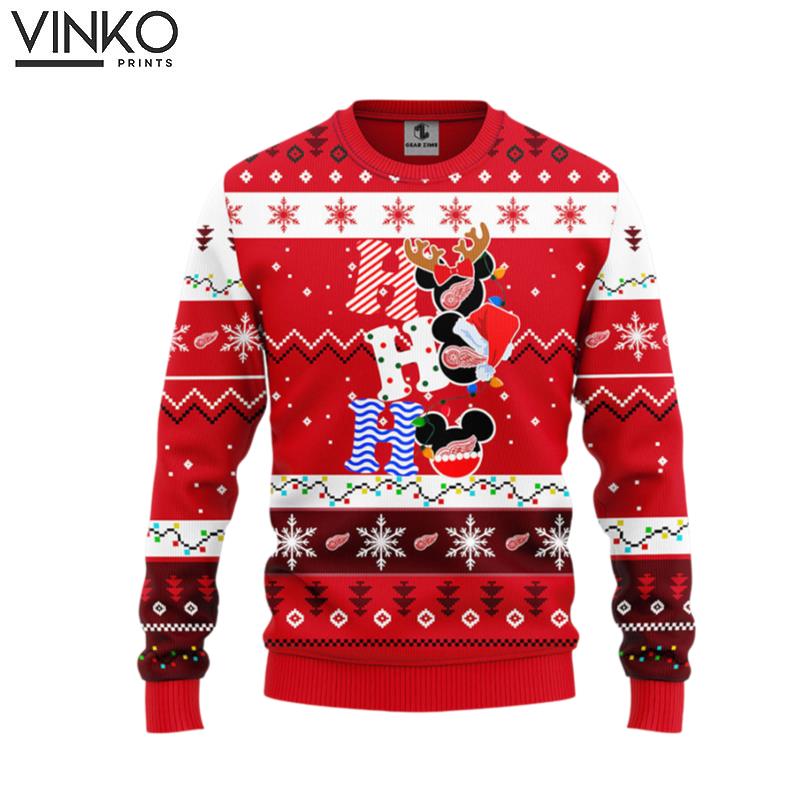 Detroit Red Wings Hohoho Mickey Ugly Christmas Sweater