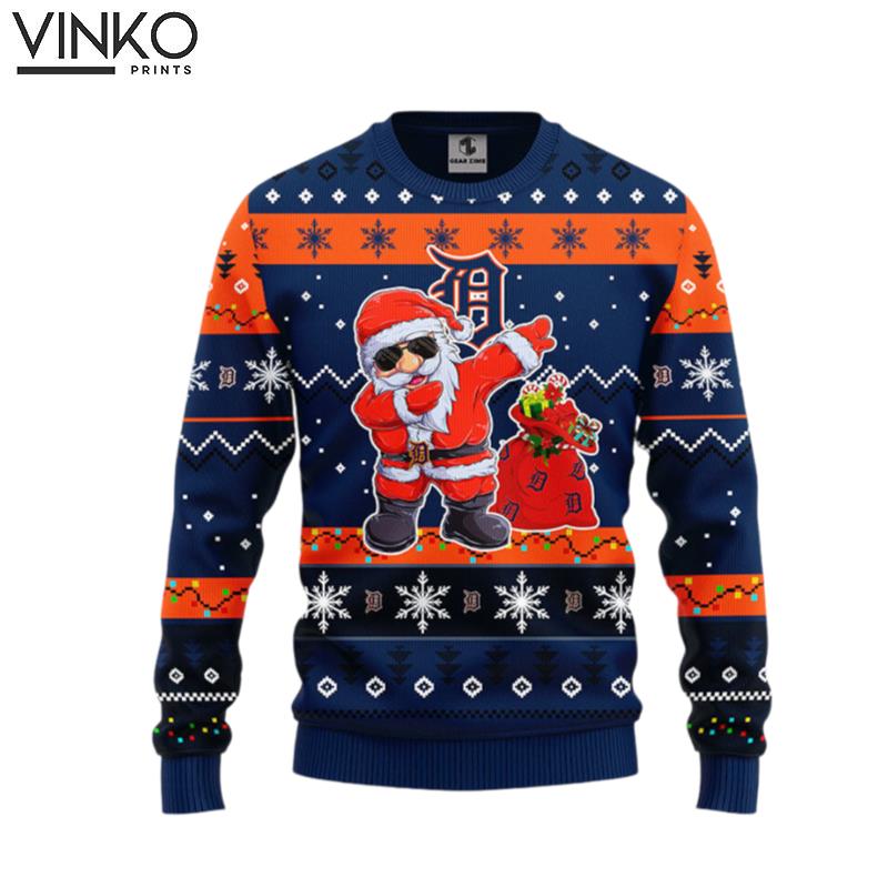 Detroit Tigers Dabbing Santa Claus Ugly Christmas Sweater