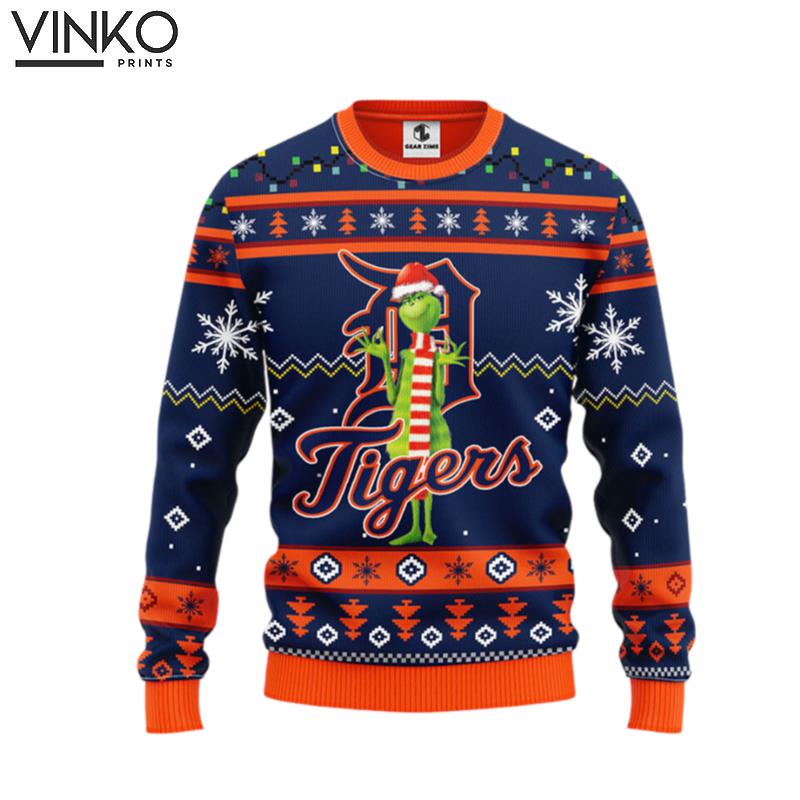 Detroit Tigers Funny Grinch Ugly Christmas Sweater