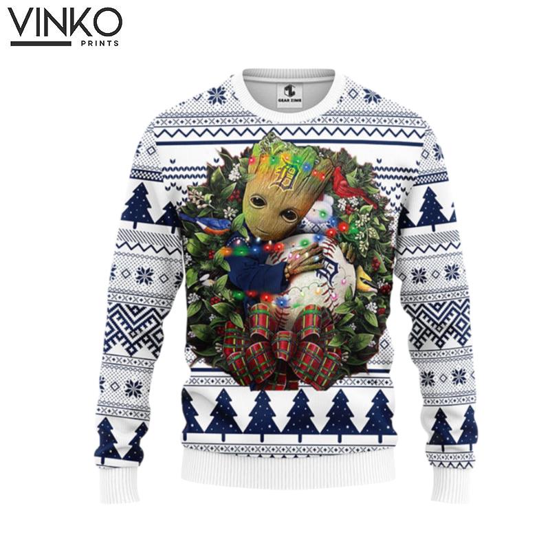 Detroit Tigers Groot Hug Ugly Christmas Sweater