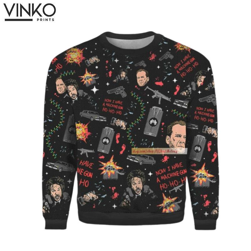 Die Hard Nakatomi Plaza 3D Ugly Christmas Sweater