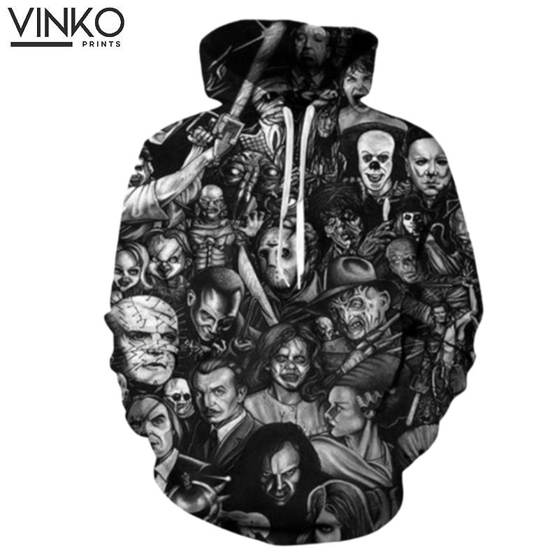 Digital Movie Horror Cartoon Couple Hoodie