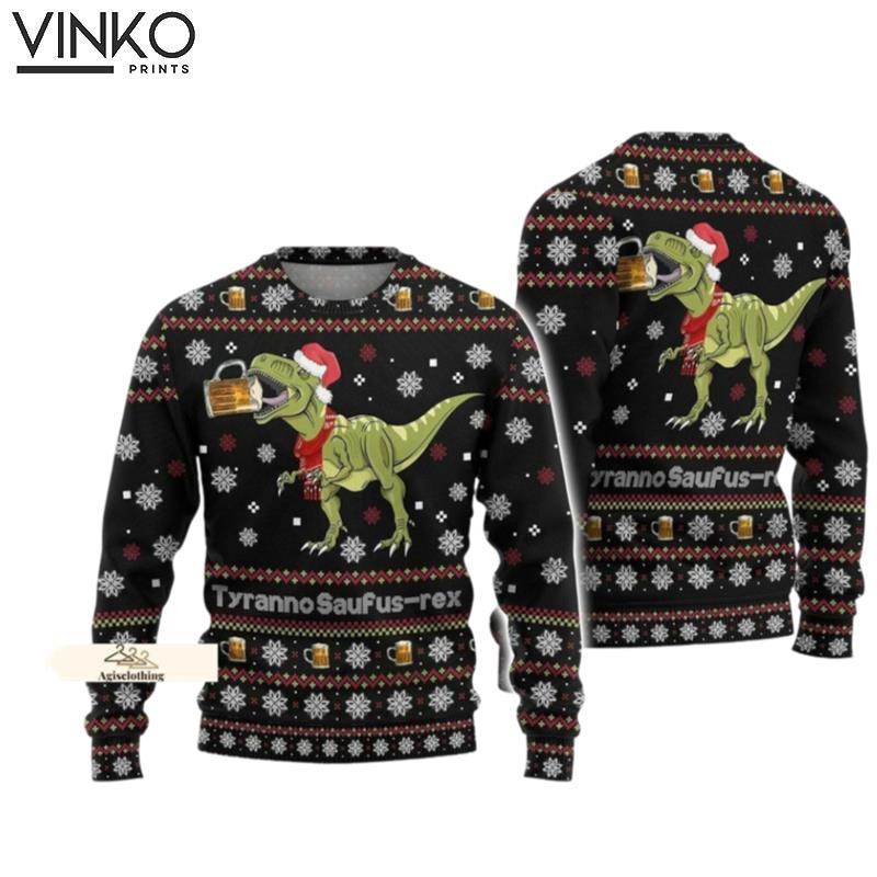 Dinosaur Tyranno Saufus Ugly Christmas Sweater