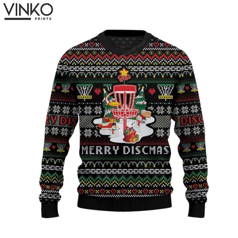 Disc Golf Lovers Gift Merry Discmas All Over Ugly Christmas Sweater