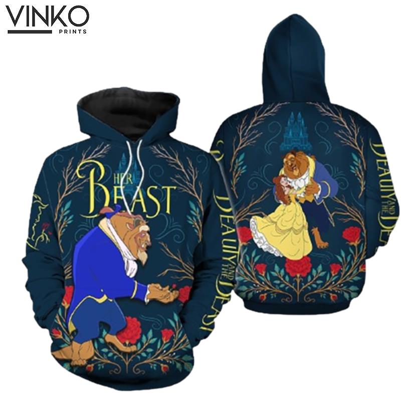 Disney Beauty And The Beast Her Beast Couple Hoodie