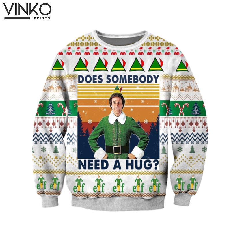 Does Somebody Need A Hug Elf Ugly Christmas Sweater