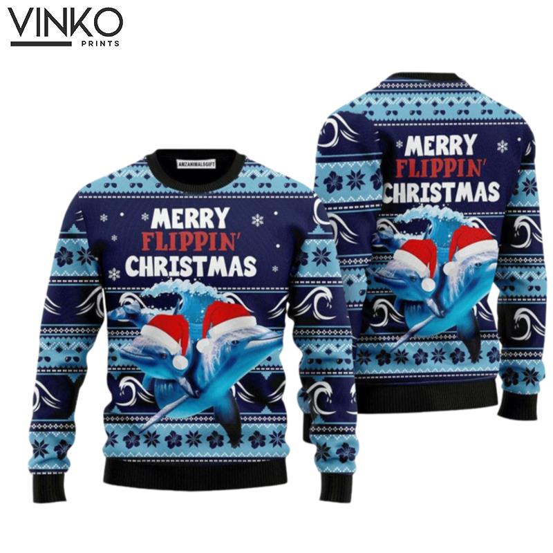 Dolphin Merry Flippin Ugly Ugly Christmas Sweater