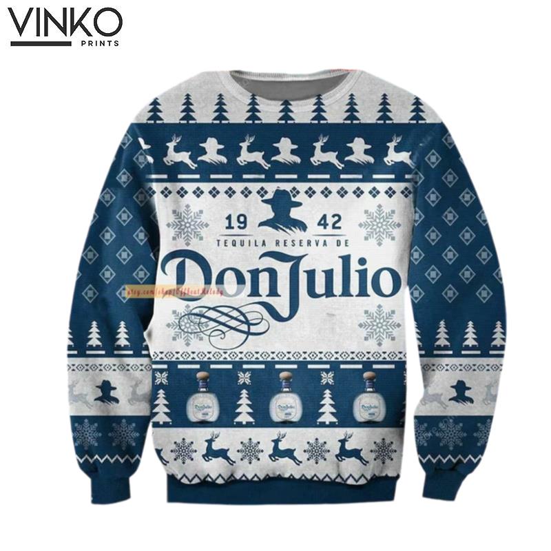 Don Julio Tequila Blue 3D Ugly Christmas Sweater