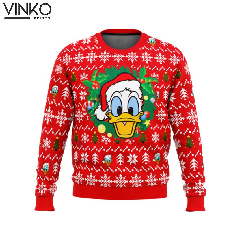 Donald Duck Christmas Head Ugly Christmas Sweater