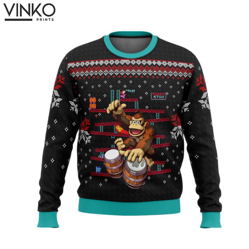 Donkey Kong Drums Ugly Christmas Sweater