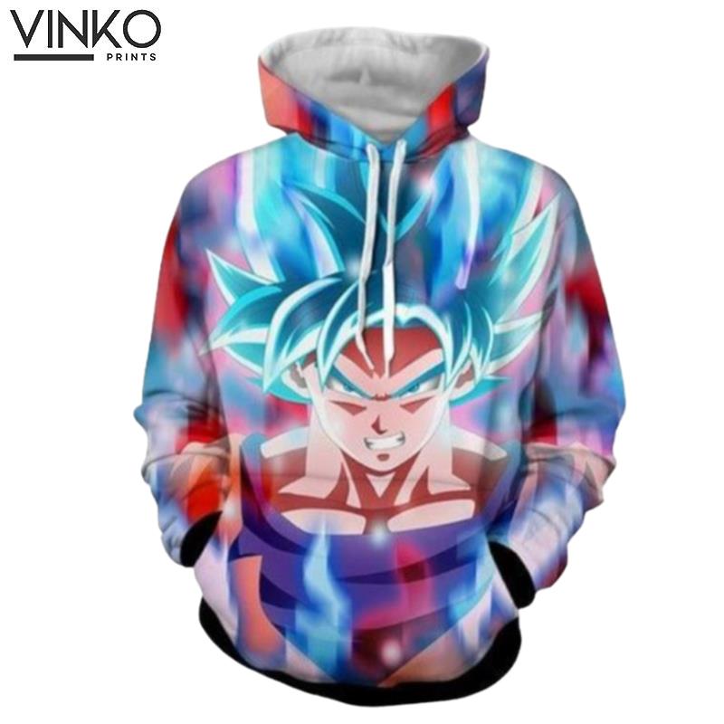 Dragon Ball Super Strong Mighty Son Goku Red Blue Aura Hoodie