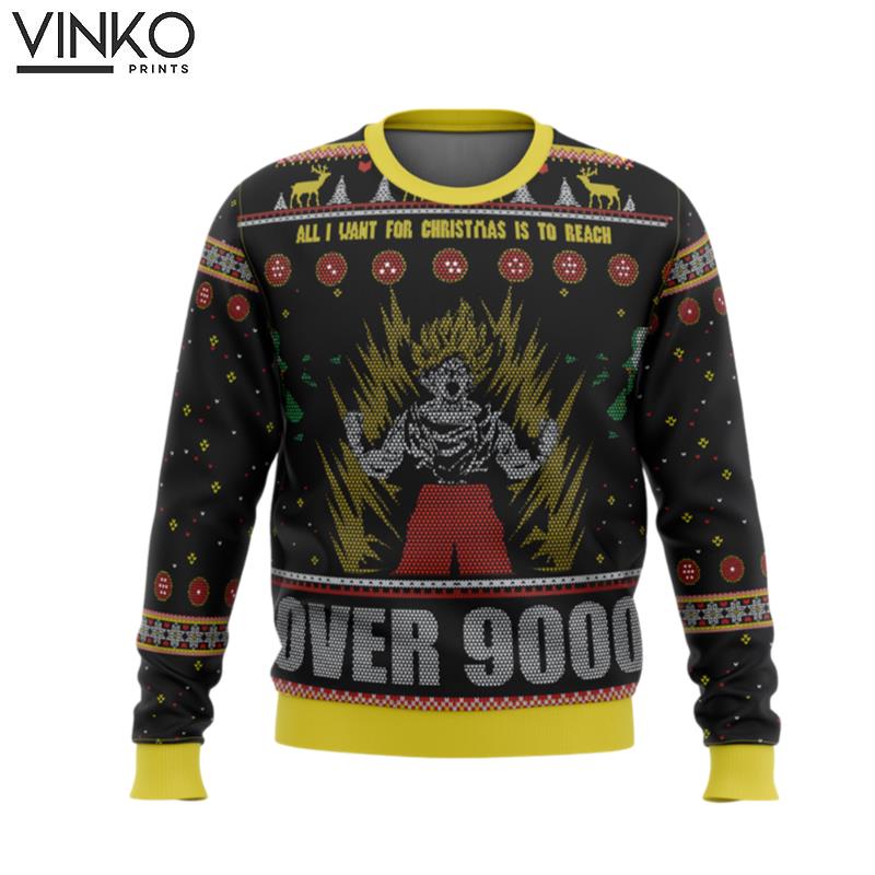 Dragonball Z Goku Over 9000 Ugly Christmas Sweater