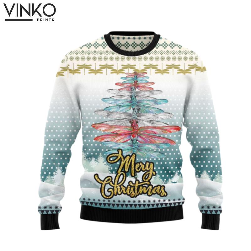 Dragonfly Color Christmas Tree T0911 Ugly Christmas Sweater