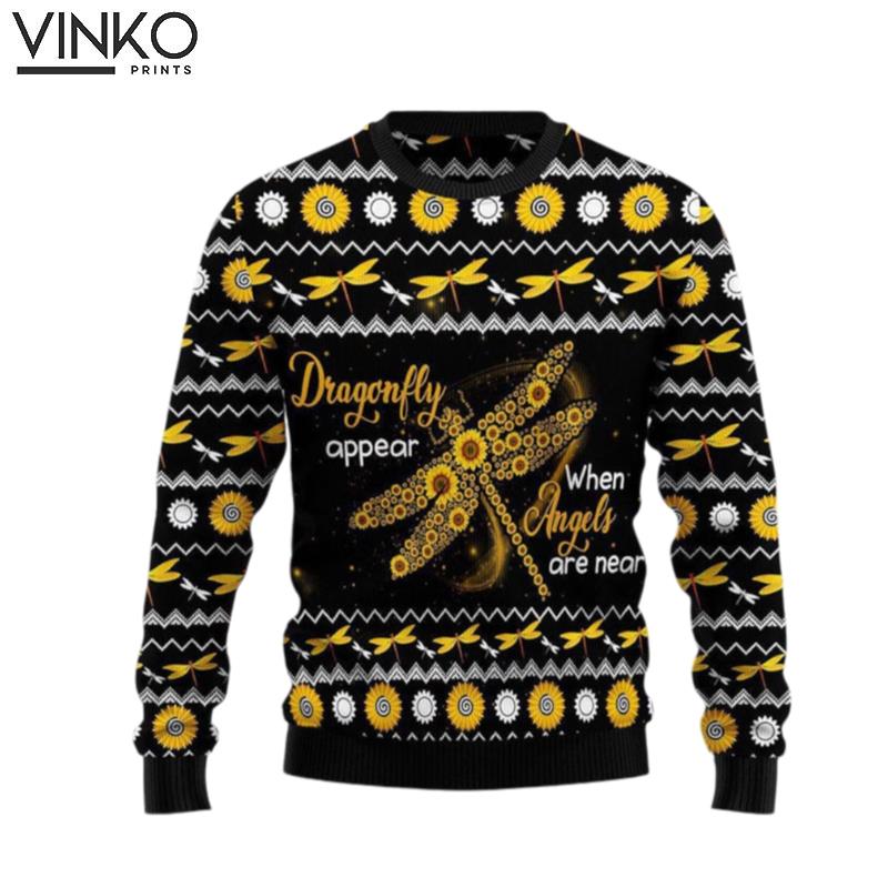 Dragonfly Sunflower Gift Adult Ugly Christmas Sweater