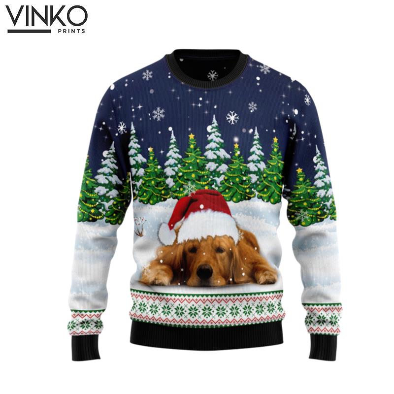 Dreaming Golden Retriever Under Snow TG51015 Ugly Christmas Sweater