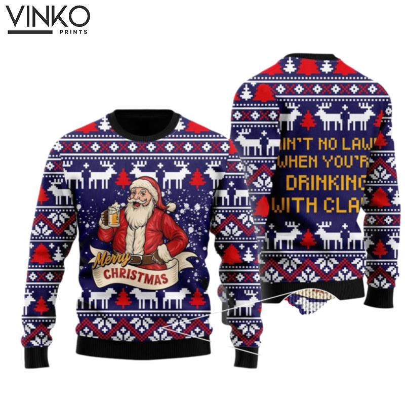 Drinking With Claus Gift For Christmas UH1305 Ugly Christmas Sweater