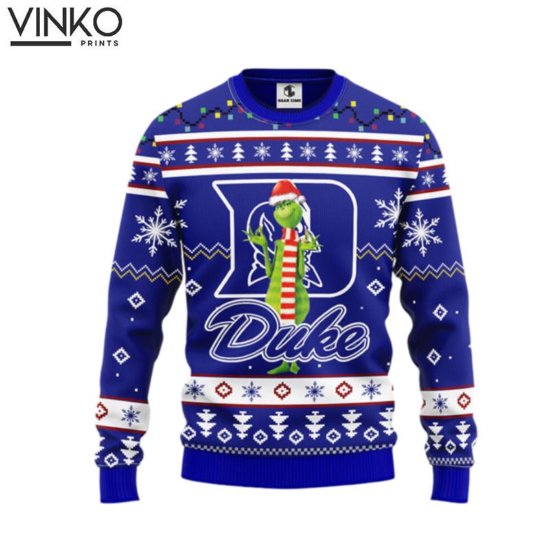 Duke Blue Devils Funny Grinch Ugly Christmas Sweater