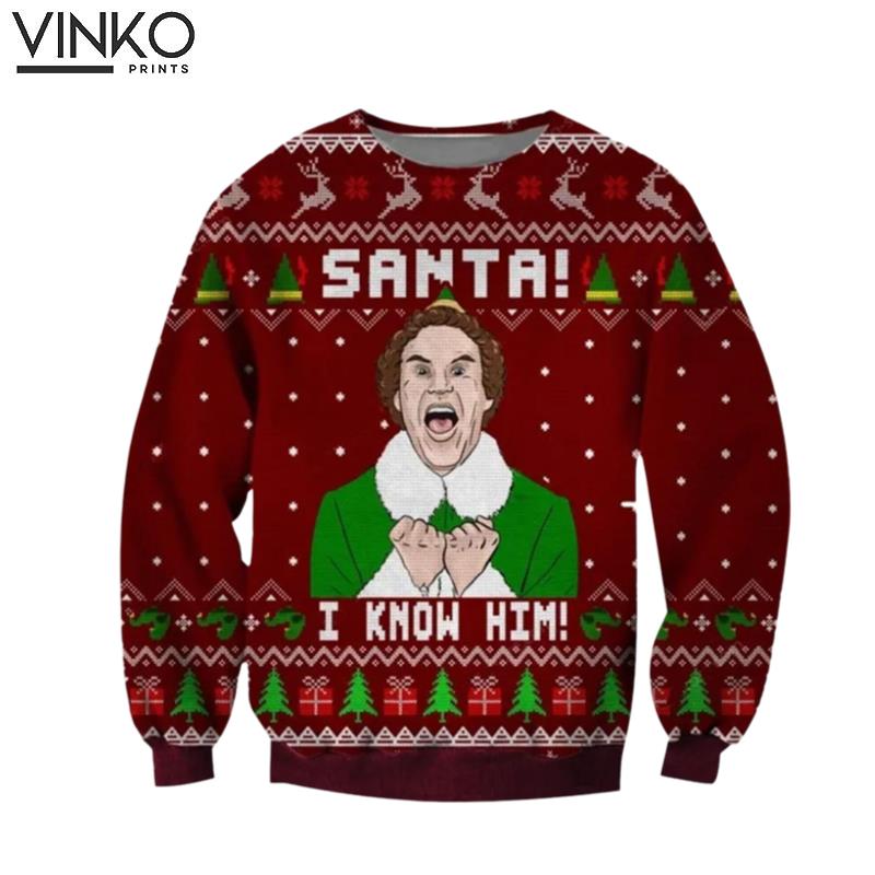 ELF Santa I Know Him Ugly Christmas Sweater