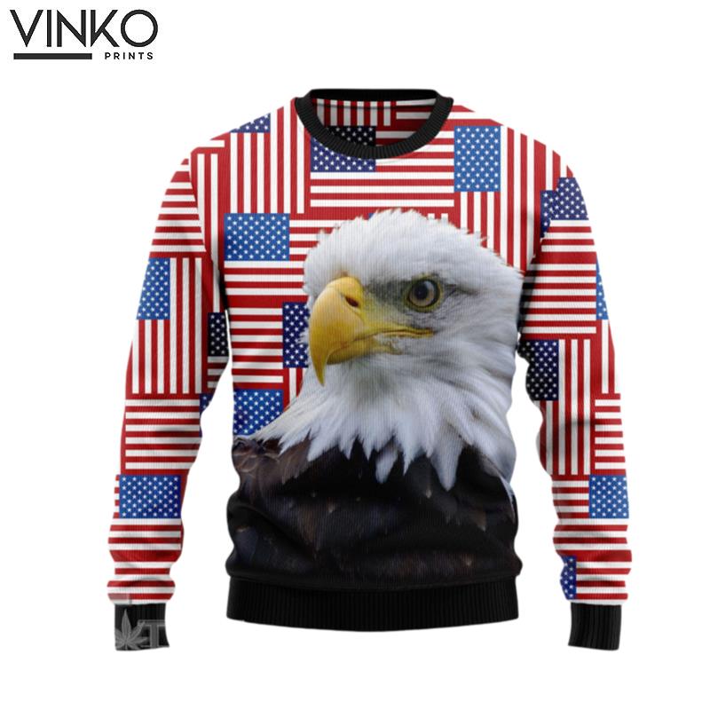 Eagle USA Flag Ugly Christmas Sweater