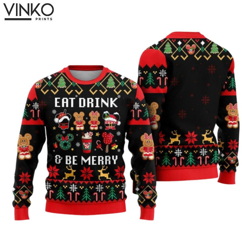 Eat Drink and Be Merry Cute Xmas Ugly Christmas Sweater