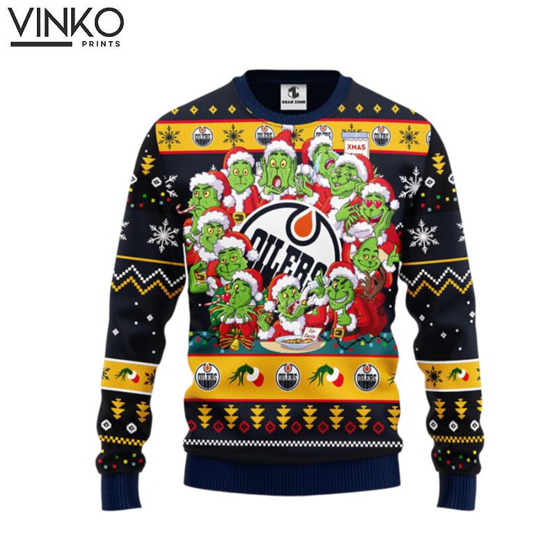 Edmonton Oilers 12 Grinch Xmas Day Ugly Christmas Sweater