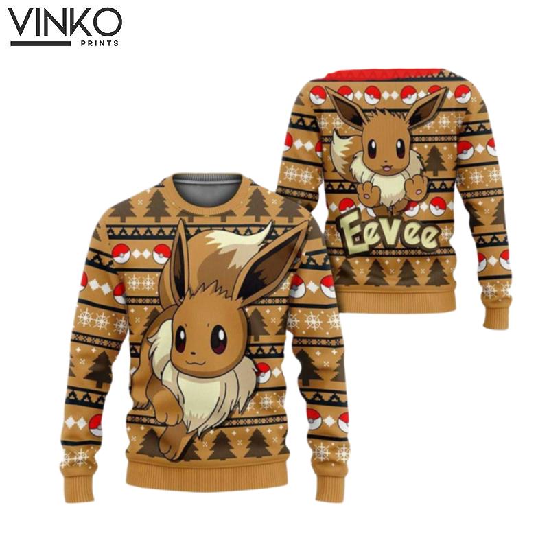 Eevee Evolution of Eevee Christmas Ugly Christmas Sweater