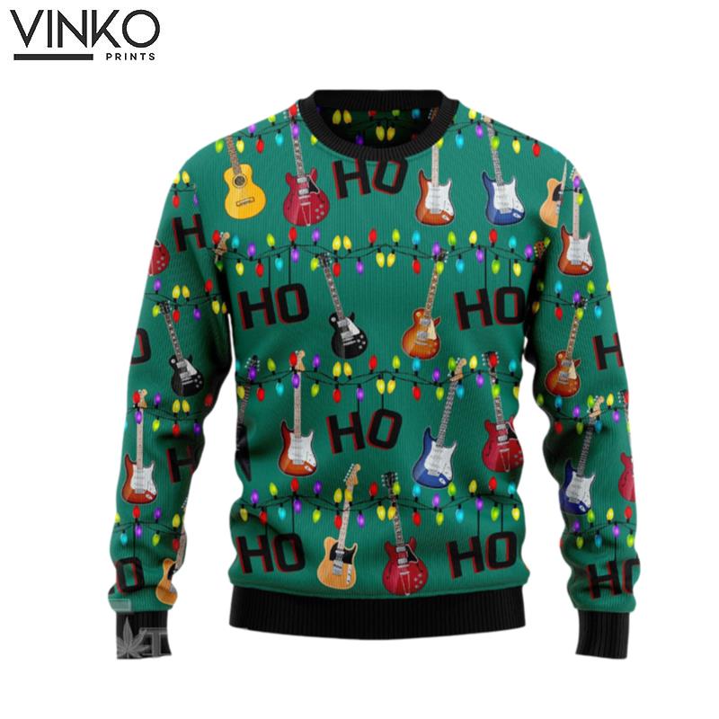 Electric Guitar Hohoho Ugly Christmas Sweater