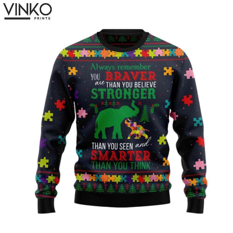 Elephant Autism Awareness HZ102810 Ugly Christmas Sweater