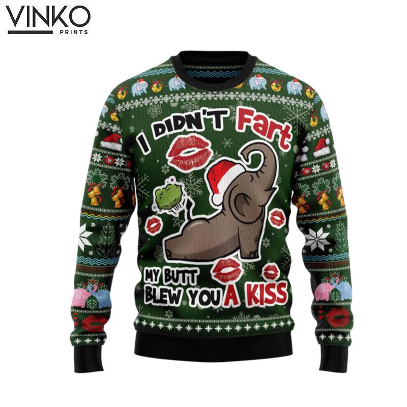 Elephant I Didn't Fart My Butt Blew You A Kiss HT102714 Ugly Christmas Sweater