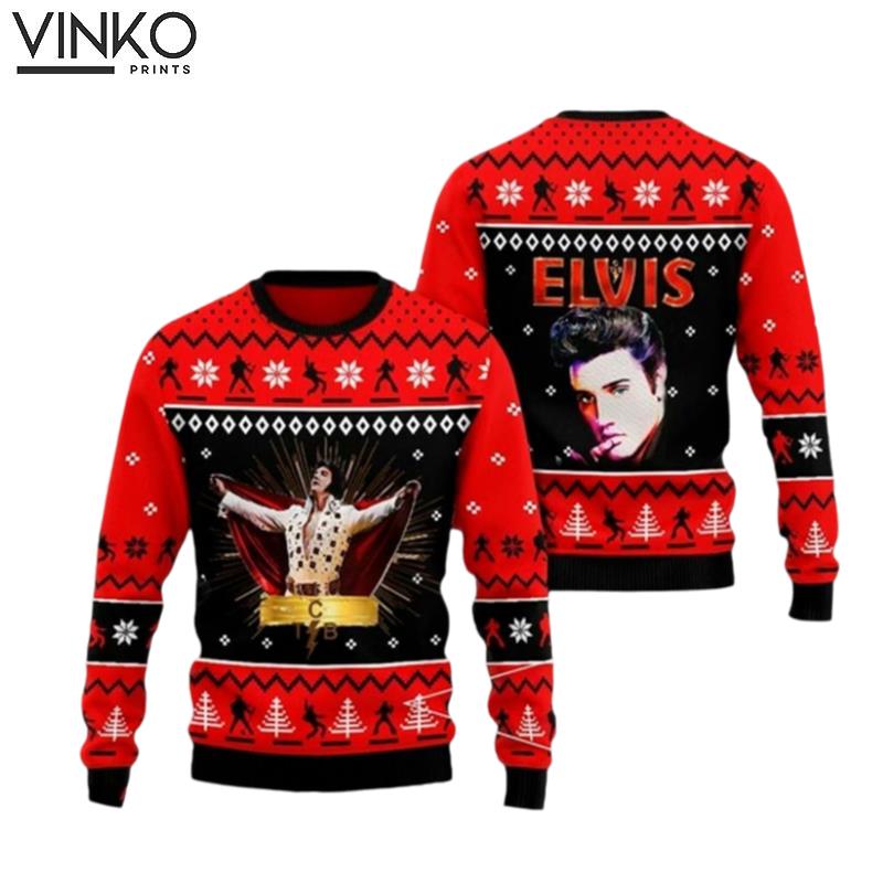 Elvis 2023 Elvis Presley All Over Print Season Xmas Gift Ugly Christmas Sweater