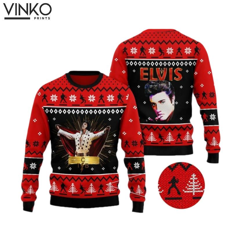 Elvis Presley 3D Warm For Fans 2023 Elvis Presley Ugly Christmas Sweater