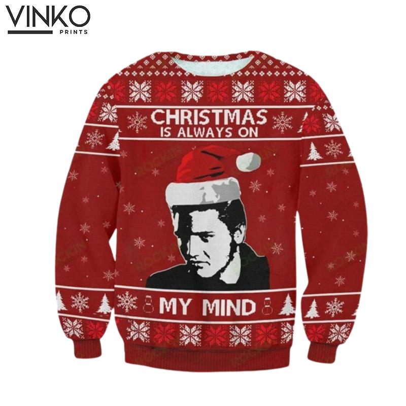 Elvis Presley Christmas 2023 King Of Rock And Roll Shirt Elvis Christmas Ugly Christmas Sweater