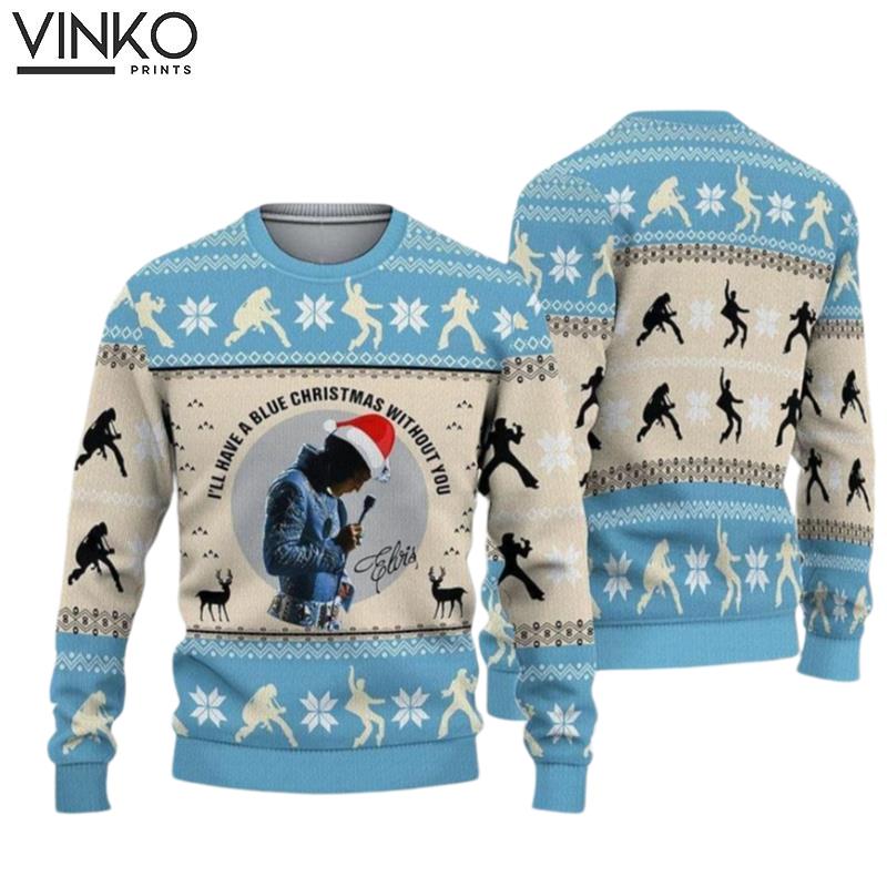 Elvis Presley Elvis Blue Elvis Presley Ugly Christmas Sweater