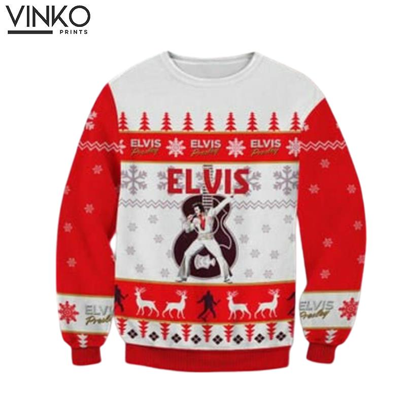 Elvis Presley Elvis Presley All Over Print Elvis Presley Christmas Ugly Christmas Sweater