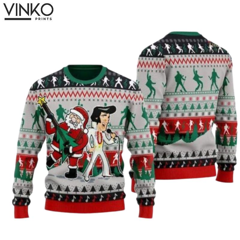 Elvis Presley Feat Santa Christmas Ugly Ugly Christmas Sweater