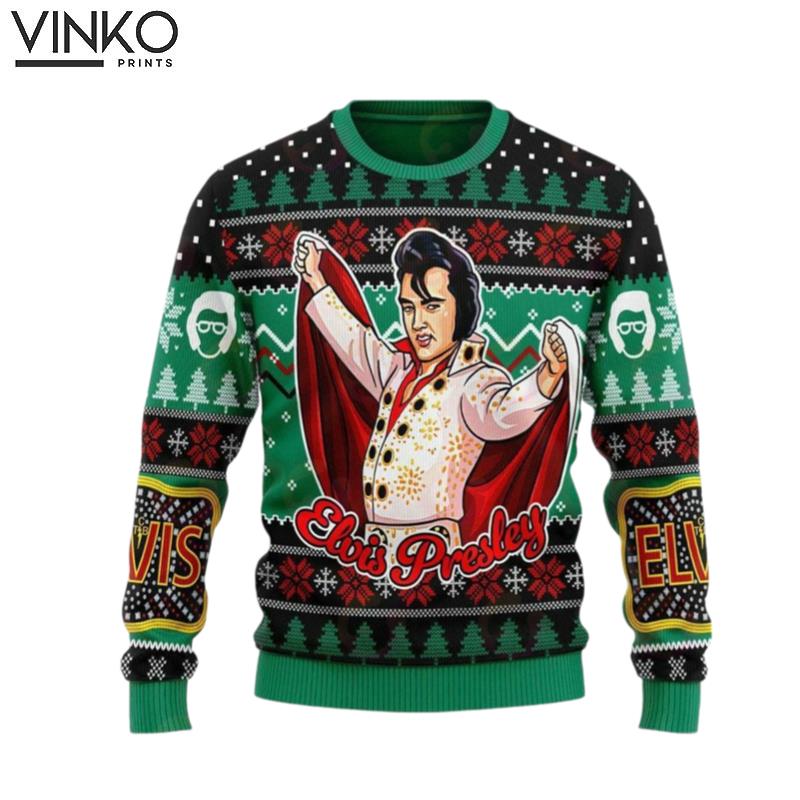 Elvis Presley King Of Rock Love Knitted Ugly Christmas Sweater