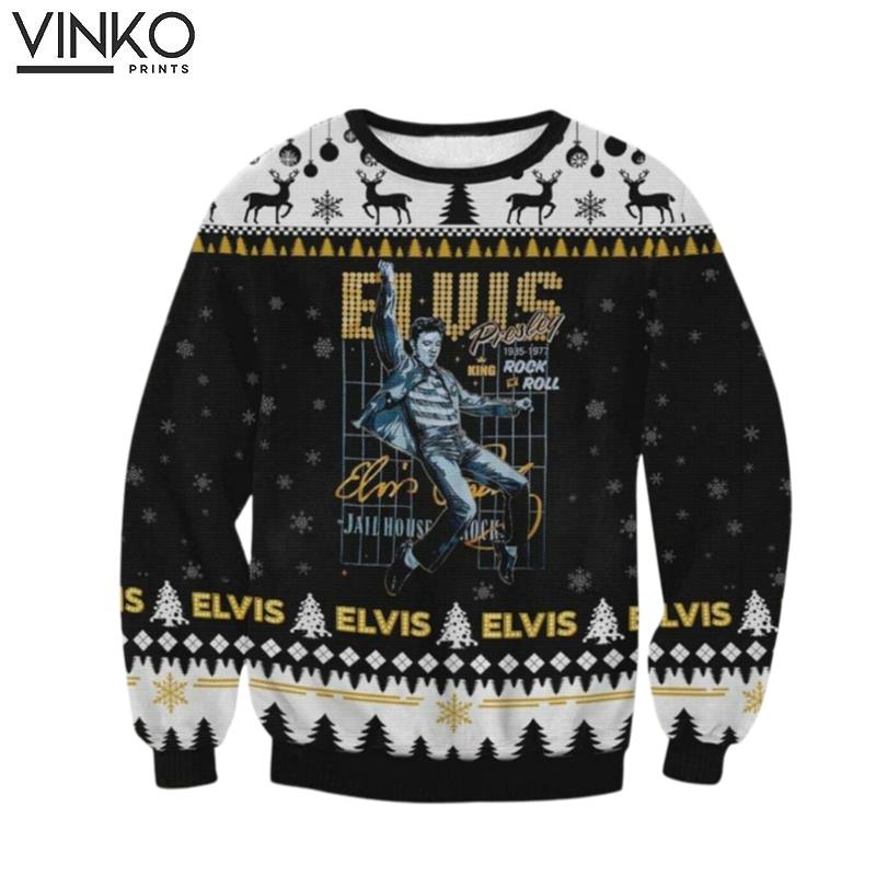 Elvis Presley Merry Chrristmas Rock 3D Ugly Christmas Sweater