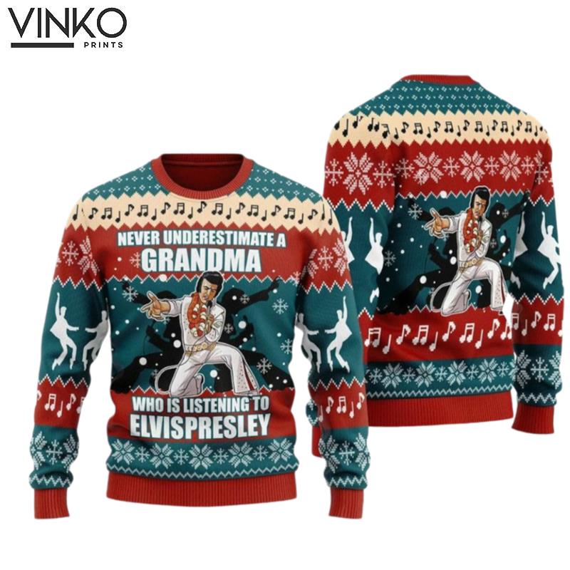 Elvis Presley Ugly Xmas Elvis Music Ugly Christmas Sweater