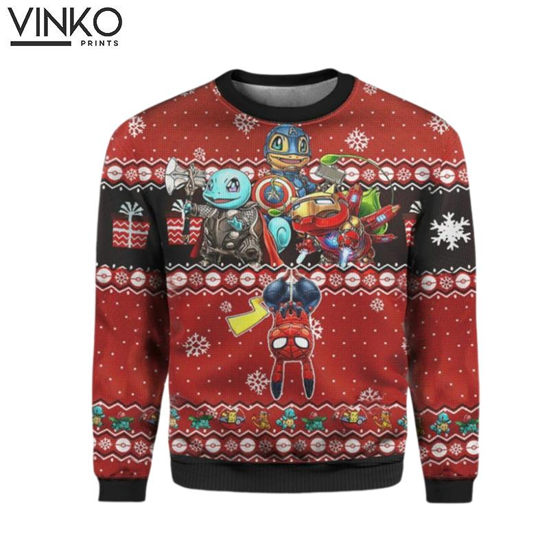 Evengers Pika Marvel Pokemons Xmas Ugly Christmas Sweater